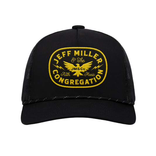 Foam Rope Trucker - Black - Gold Patch