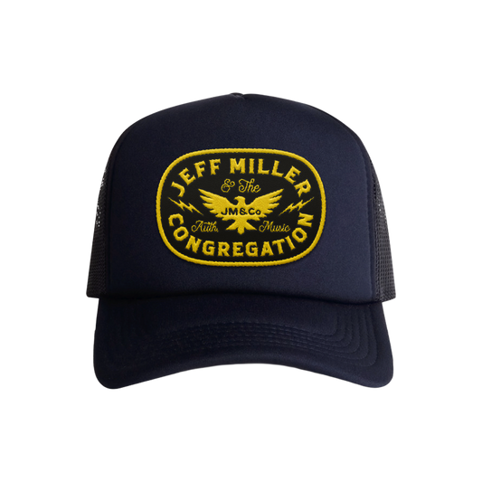 Foam Trucker - Navy - Gold Patch