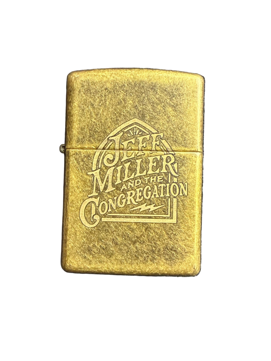 Zippo Logo Lighter - Antique Brass